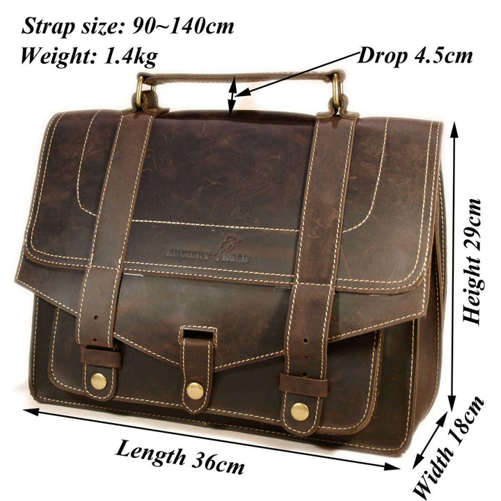 ANCIENT ROAD Genuine Leather Briefcase For Mens Bag 14