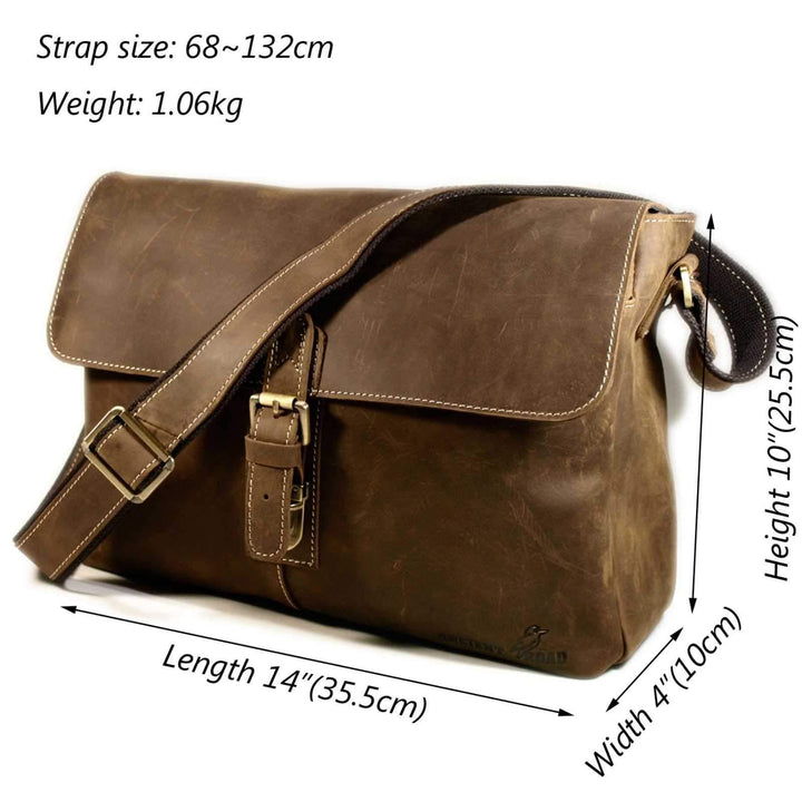 ANCIENT ROAD Genuine Leather Shoulder Messenger Bag for Men laptop Bag ...