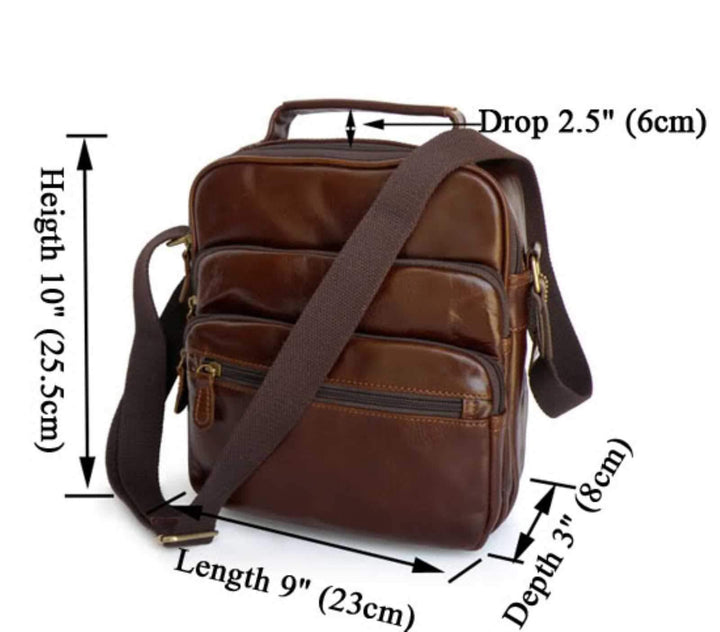 Vintage 100% Genuine Leather Men's Shoulder Bag Cross Body Bag iPad Ba ...