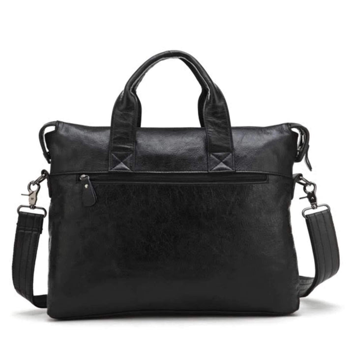 Men's Genuine Leather JM078-AU Vintage Black Briefcase Laptop Bag Mess ...